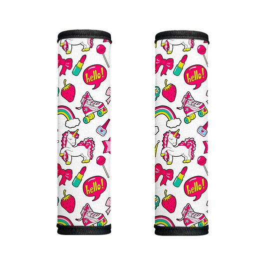White Girly Unicorn Pattern Print Handle Covers