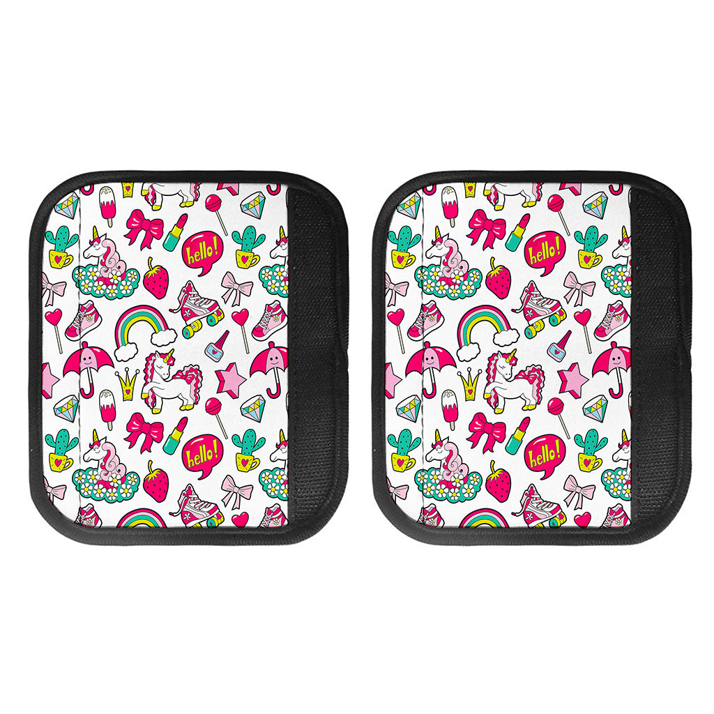 White Girly Unicorn Pattern Print Handle Covers