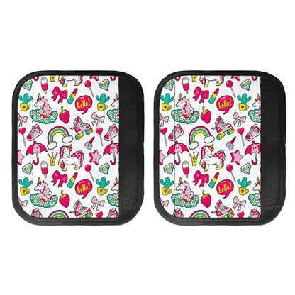 White Girly Unicorn Pattern Print Handle Covers