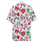 White Girly Unicorn Pattern Print Hawaiian Shirt