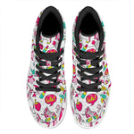 White Girly Unicorn Pattern Print High Top Leather Sneakers
