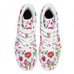 White Girly Unicorn Pattern Print High Top Leather Sneakers