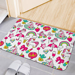 White Girly Unicorn Pattern Print Indoor Door Mat