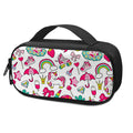 White Girly Unicorn Pattern Print Portable Cooler Travel Case