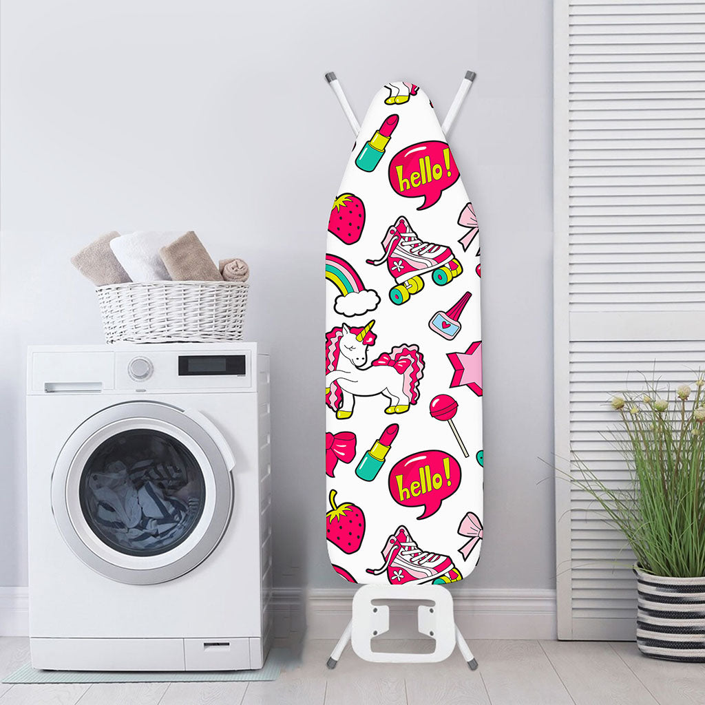 White Girly Unicorn Pattern Print Ironing Board Cover