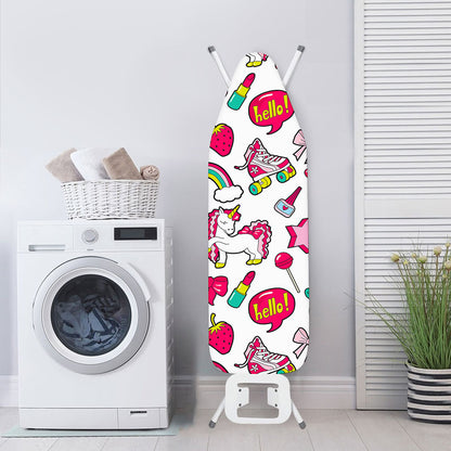 White Girly Unicorn Pattern Print Ironing Board Cover