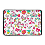 White Girly Unicorn Pattern Print Kitchen Mat