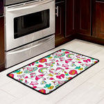 White Girly Unicorn Pattern Print Kitchen Mat
