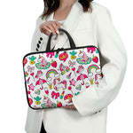 White Girly Unicorn Pattern Print Laptop Sleeve With Handle