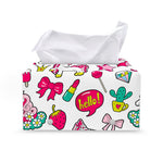 White Girly Unicorn Pattern Print Leather Tissue Box Cover