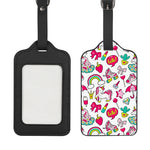 White Girly Unicorn Pattern Print Luggage Tag