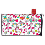 White Girly Unicorn Pattern Print Mailbox Cover