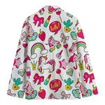 White Girly Unicorn Pattern Print Men's Blazer