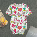White Girly Unicorn Pattern Print Men's Bodysuit