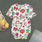 White Girly Unicorn Pattern Print Men's Bodysuit