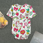 White Girly Unicorn Pattern Print Men's Bodysuit