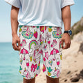 White Girly Unicorn Pattern Print Men's Cargo Shorts