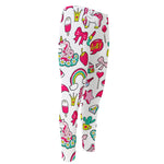 White Girly Unicorn Pattern Print Men's Compression Pants