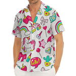 White Girly Unicorn Pattern Print Men's Deep V-Neck Shirt