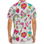 White Girly Unicorn Pattern Print Men's Deep V-Neck Shirt