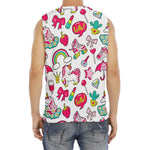 White Girly Unicorn Pattern Print Men's Fitness Tank Top