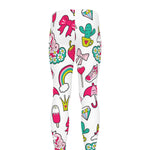 White Girly Unicorn Pattern Print Men's leggings