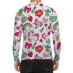 White Girly Unicorn Pattern Print Men's Long Sleeve Rash Guard