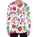White Girly Unicorn Pattern Print Men's Long Sleeve T-Shirt