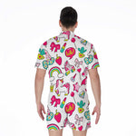 White Girly Unicorn Pattern Print Men's Rompers