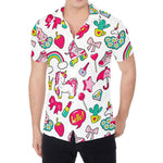White Girly Unicorn Pattern Print Men's Shirt