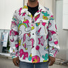 White Girly Unicorn Pattern Print Men's Shirt Jacket