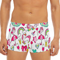 White Girly Unicorn Pattern Print Men's Short Boxer Briefs