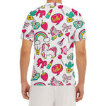 White Girly Unicorn Pattern Print Men's Short Sleeve Rash Guard