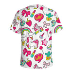 White Girly Unicorn Pattern Print Men's Sports T-Shirt