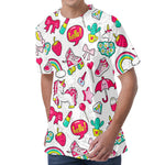 White Girly Unicorn Pattern Print Men's Velvet T-Shirt
