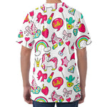 White Girly Unicorn Pattern Print Men's Velvet T-Shirt