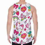 White Girly Unicorn Pattern Print Men's Velvet Tank Top