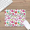 White Girly Unicorn Pattern Print Mouse Pad