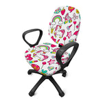 White Girly Unicorn Pattern Print Office Chair Cover