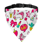 White Girly Unicorn Pattern Print Over The Collar Dog Bandana