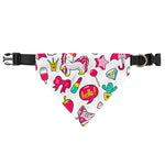 White Girly Unicorn Pattern Print Over The Collar Dog Bandana