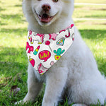 White Girly Unicorn Pattern Print Over The Collar Dog Bandana