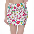 White Girly Unicorn Pattern Print Pencil Mini Skirt