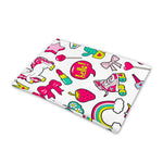 White Girly Unicorn Pattern Print Pet Cooling Mat Cover