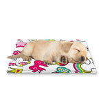 White Girly Unicorn Pattern Print Pet Cooling Mat Cover