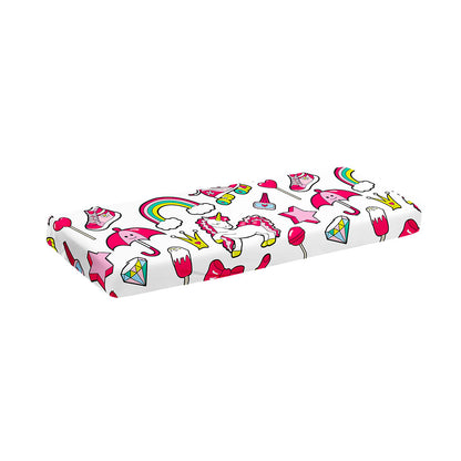 White Girly Unicorn Pattern Print Piano Keyboard Cover