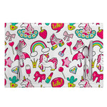White Girly Unicorn Pattern Print Placemat