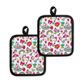 White Girly Unicorn Pattern Print Pot Holders