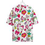 White Girly Unicorn Pattern Print Rayon Hawaiian Shirt