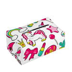 White Girly Unicorn Pattern Print Rectangle Tissue Box Cover